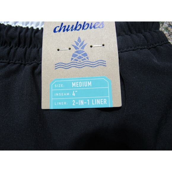 Chubbies Under The Capes 4” Inseam Swim Trunks Black Men’s Medium Logo Lined NWT - Picture 5 of 9